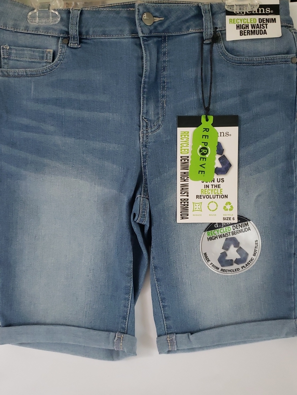 d.jeans Recycled Blue Denim High Waist Bermuda Shorts